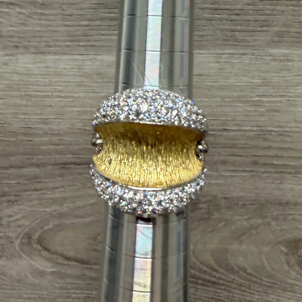 Gold tone and‎ Sterling Silver Textured Ring .925